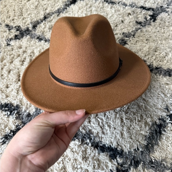 Brown Wide Brim Fedora Hat - Picture 3 of 7